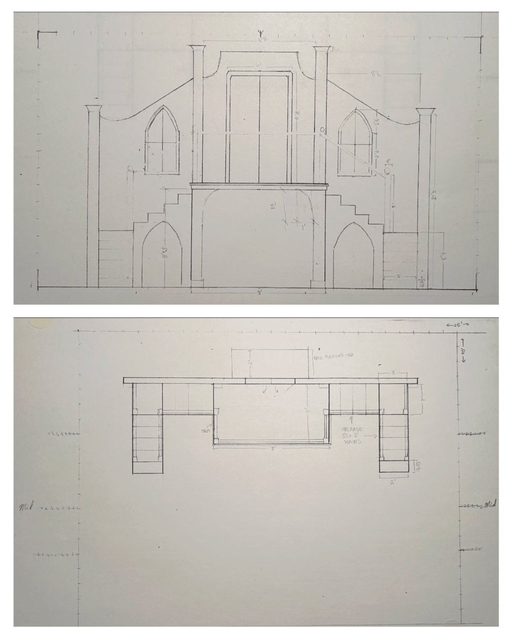 Elevation and Plan of Set for The Addams Family&nbsp;Set